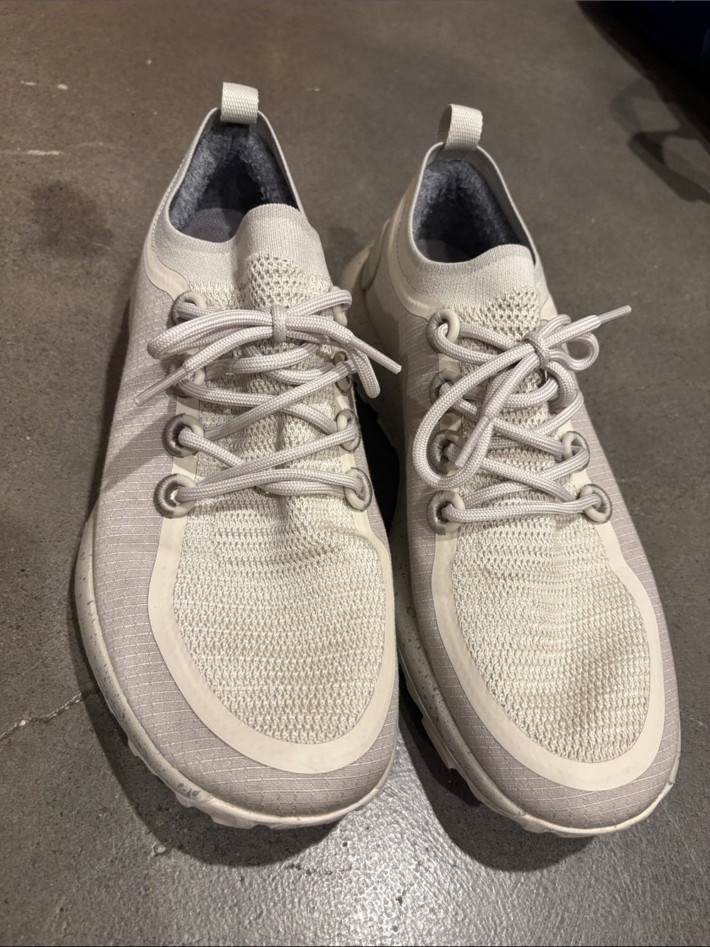 Men's Lightweight Knit Lace-Up Sneaker in Off-White all birds
